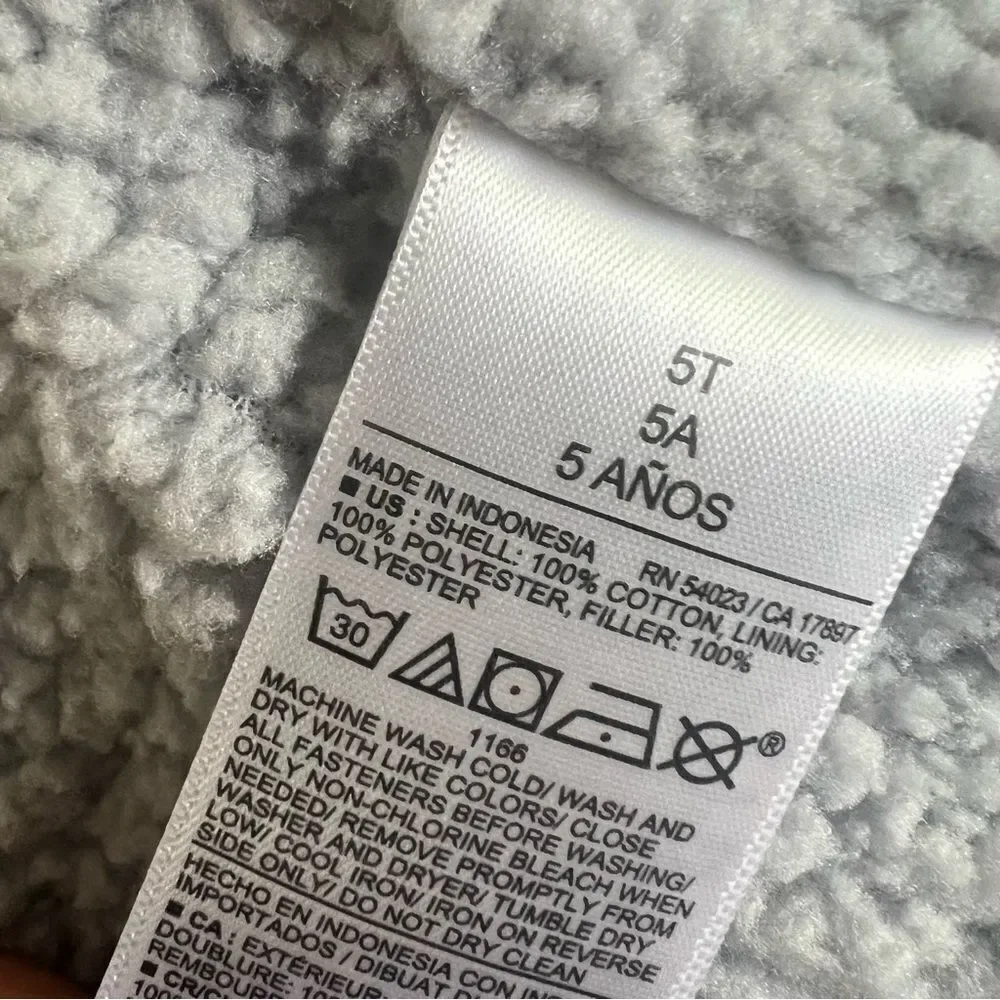 Old Navy Kids Cotton Corduroy Jacket 5T Gray Fleece Lined EUC